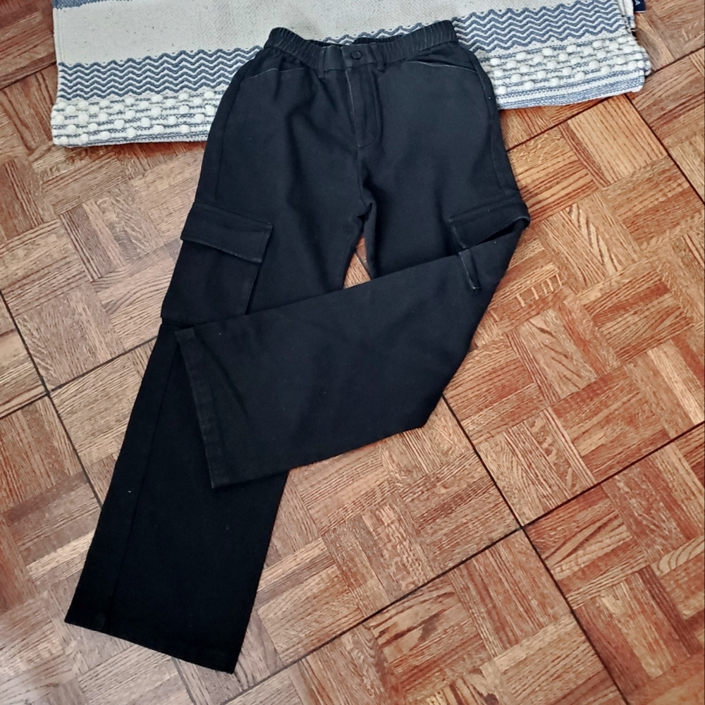 Black Wide Leg Khaki Utility Pants